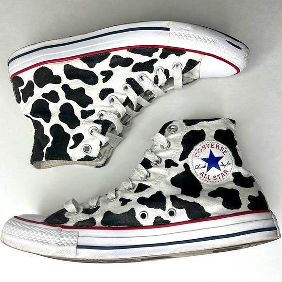 Converse Black and White Cow Print Sneakers - Picture 1 of 12